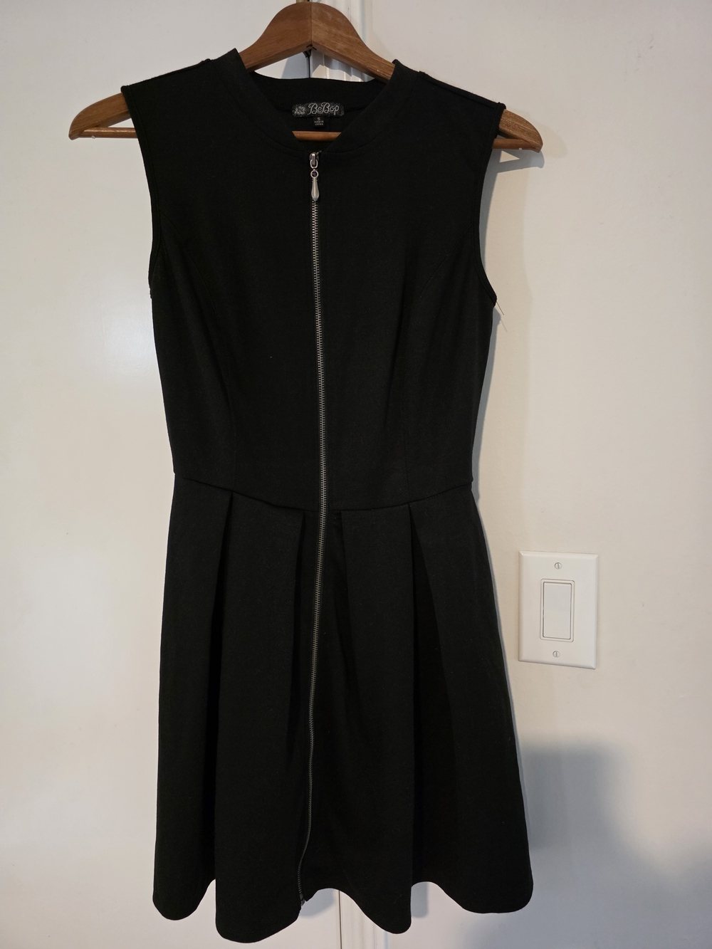 BeBop Black Sleeveless Zip-Front Fit & Flare Dress